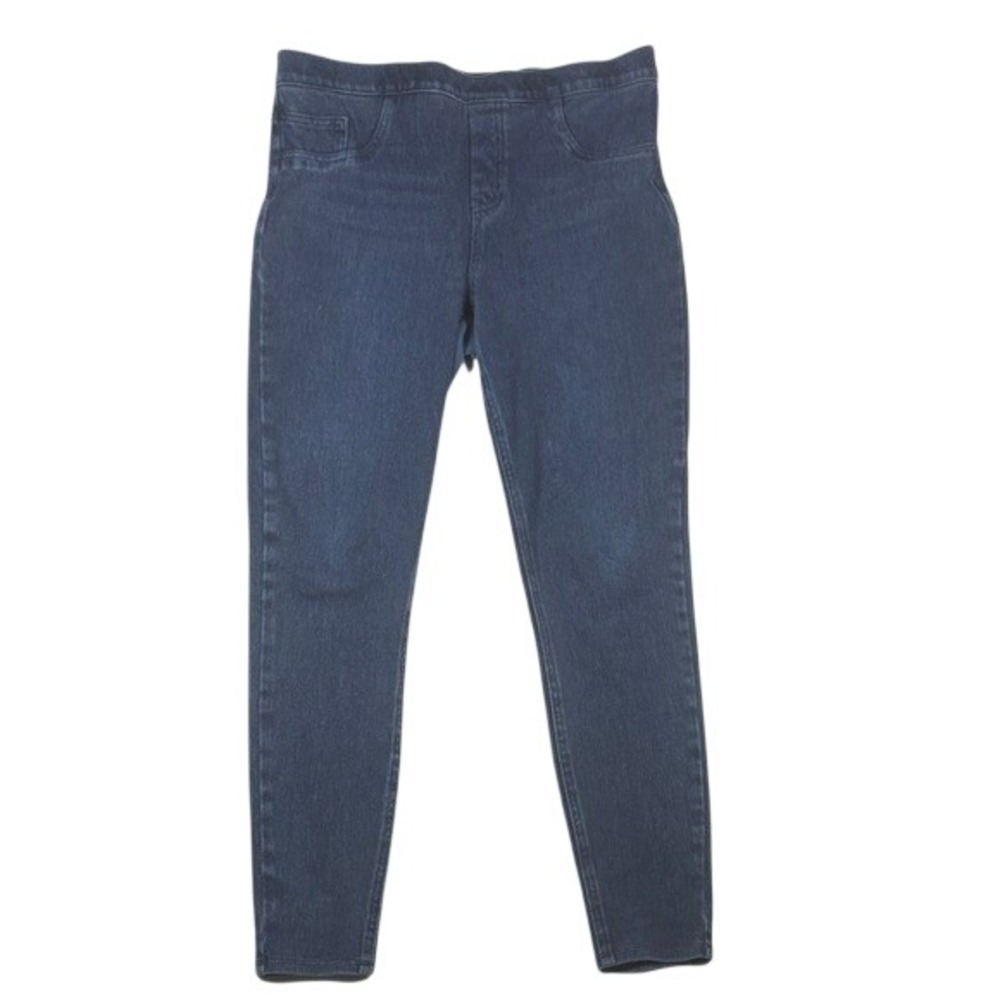 Spanx Jean-ish Dark Indigo Denim Leggings High Rise Pull On Skinny Pants L